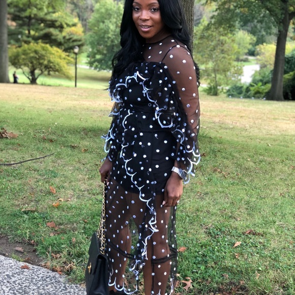 Black and white polkadot dress. Wore only once. - Picture 3 of 4